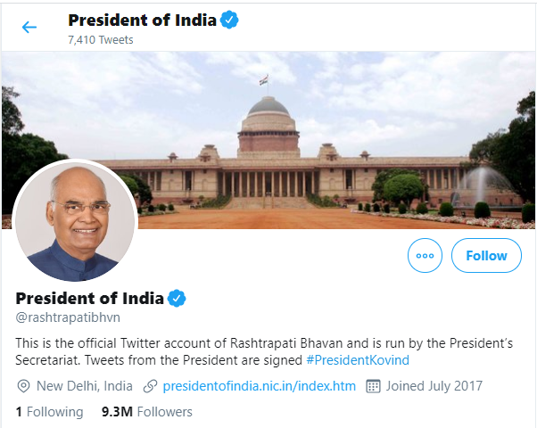 President of india on twitter